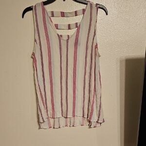 a.n.a Pink and White Striped Tank Top